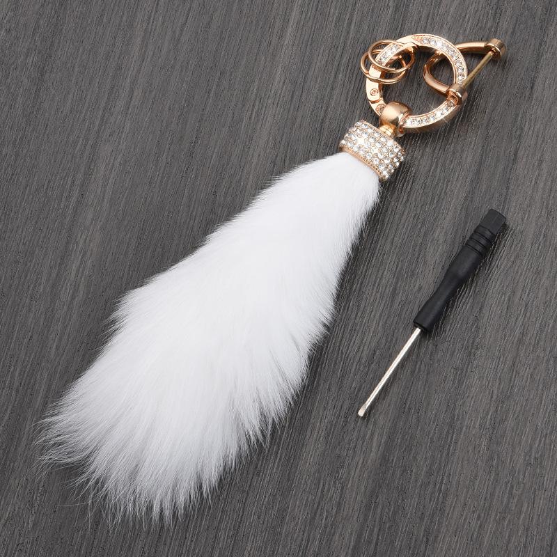 

Изысканный кулон из лисьего меха, женский автомобильный брелок для ключей, сумка, очаровательный плюшевый кожаный брелок с хвостом, подвесная цепочка золотой