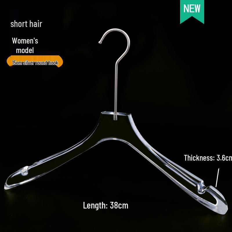 Acrylic Non-slip Clothing Hanger with Pant Clips for Men, Women, and Children - Transparent Plastic with Logo
