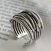 Gothic Curve Ring Niche Design Creative Index Finger Ring Retro Plated Multi-Layer Winding Open