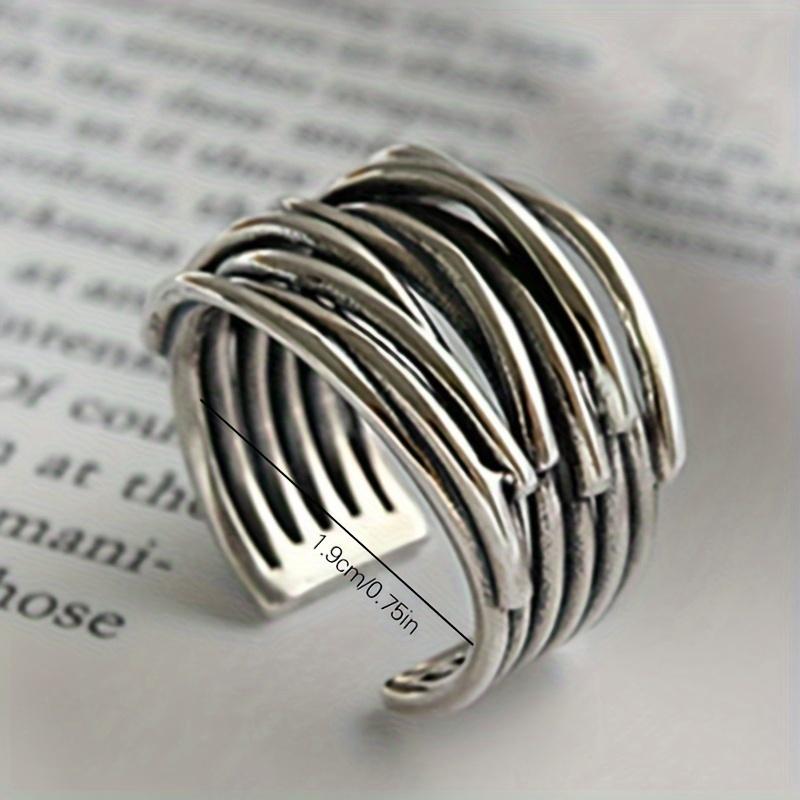 Gothic Curve Ring Niche Design Creative Index Finger Ring Retro Plated Multi-Layer Winding Open