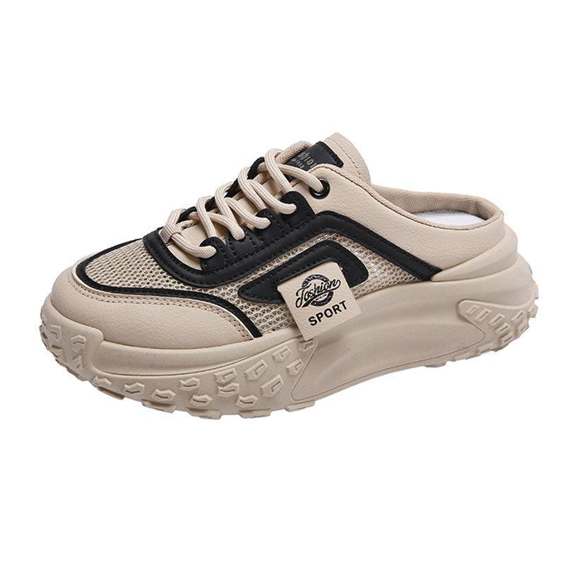 Soft-soled fashionable versatile half-slippers spring and summer breathable bag head slippers new Korean version of little white shoes