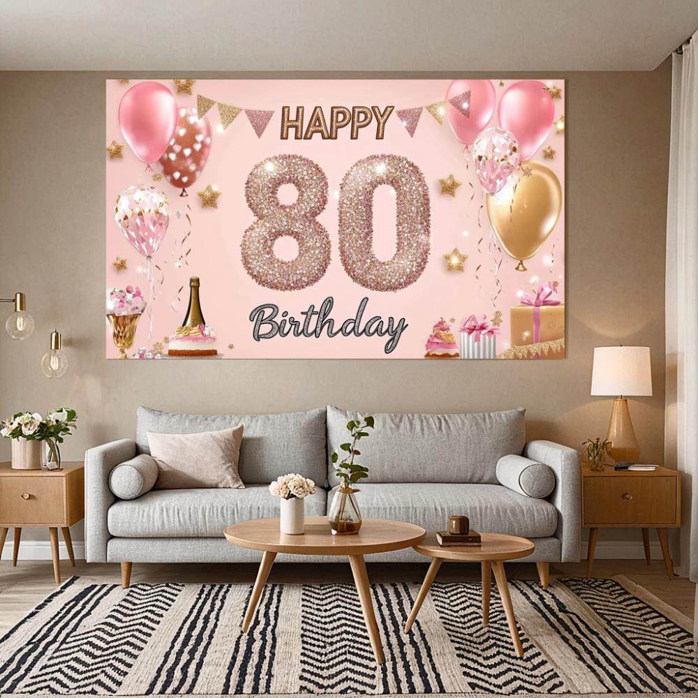 Birthday Decorations Elegant Custom Banner Birthday Backdrop Glitter Mitzvah Backdrop For Photo Shoot Party