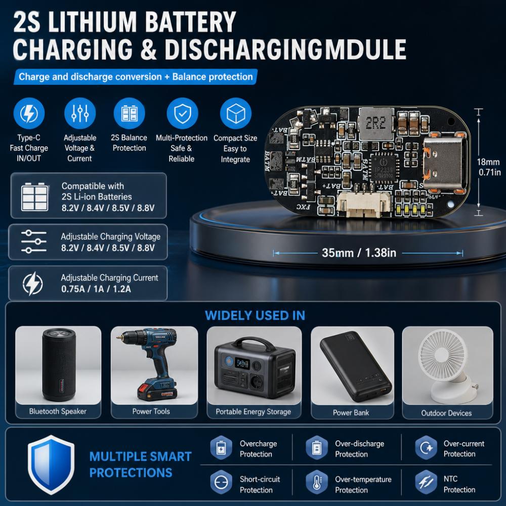 Ip2336 2s Lithium Battery Boost-buck Charger/discharger Module Type-c Pd Qc Fast Charging Cm1325 Balanced Circuit Charge Board