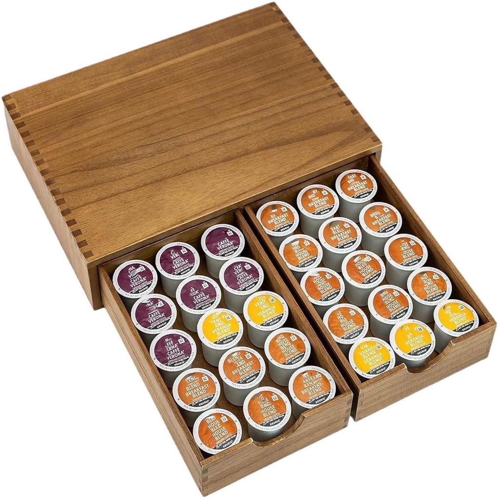Modern Wooden Coffee Capsule & Tea Bag Storage Rack - Multi-purpose Kitchen Display Box