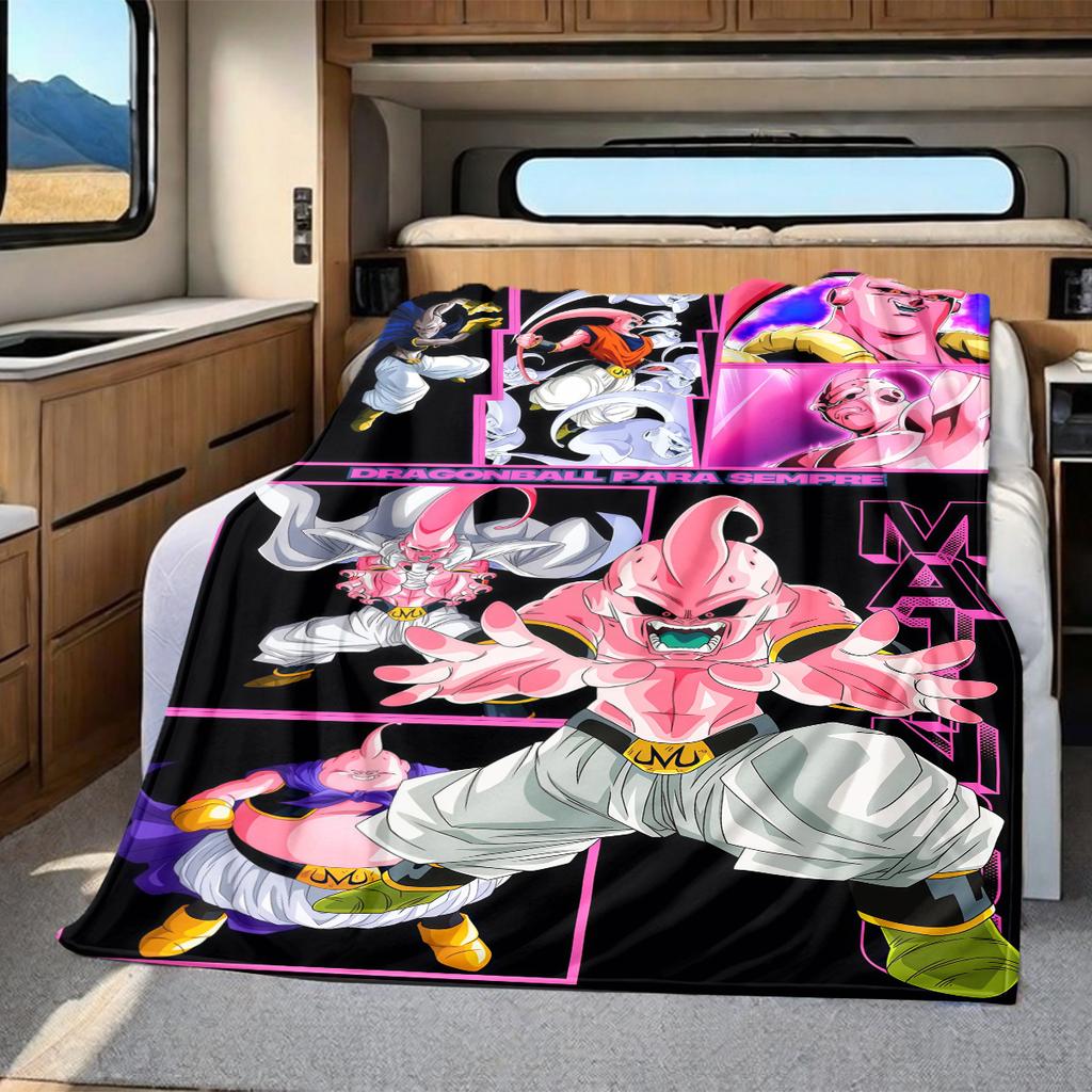 1PC Majin Buu Print Flannel Blanket, High quality All Seasons, Home Decor, Warmth and Comfort, Perfect for Christmas Gifts