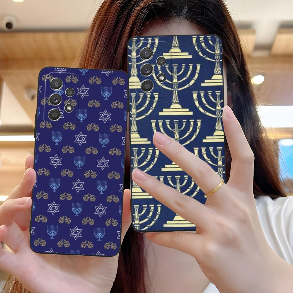 Jewish Hanukkah Mobile Phone Case for Samsung Galaxy M55 54 42 35 34 33 32 23 22 15 14 13 12 F55 5G Colorful Cover Pretty Luxury