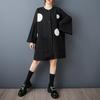 Long Sleeve Oversized Black Cotton Vintage Dot Casual Loose Autumn Spring Trench Coat for Women Outerwear