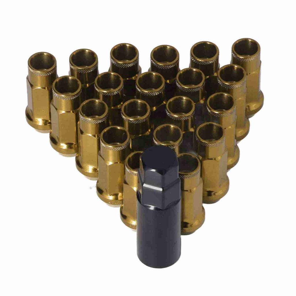 20pcs M12x1.25 Metal Wheel Lug Nuts Universal Car Accessories Replacement for Mitsubishi Gold