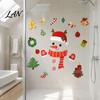 Seasonal Home Decoration Christmas Window Clings, Cartoon Antlers Snowman Wall Stickers, Waterproof PVC Static Cling Decorations Decorative Decals for