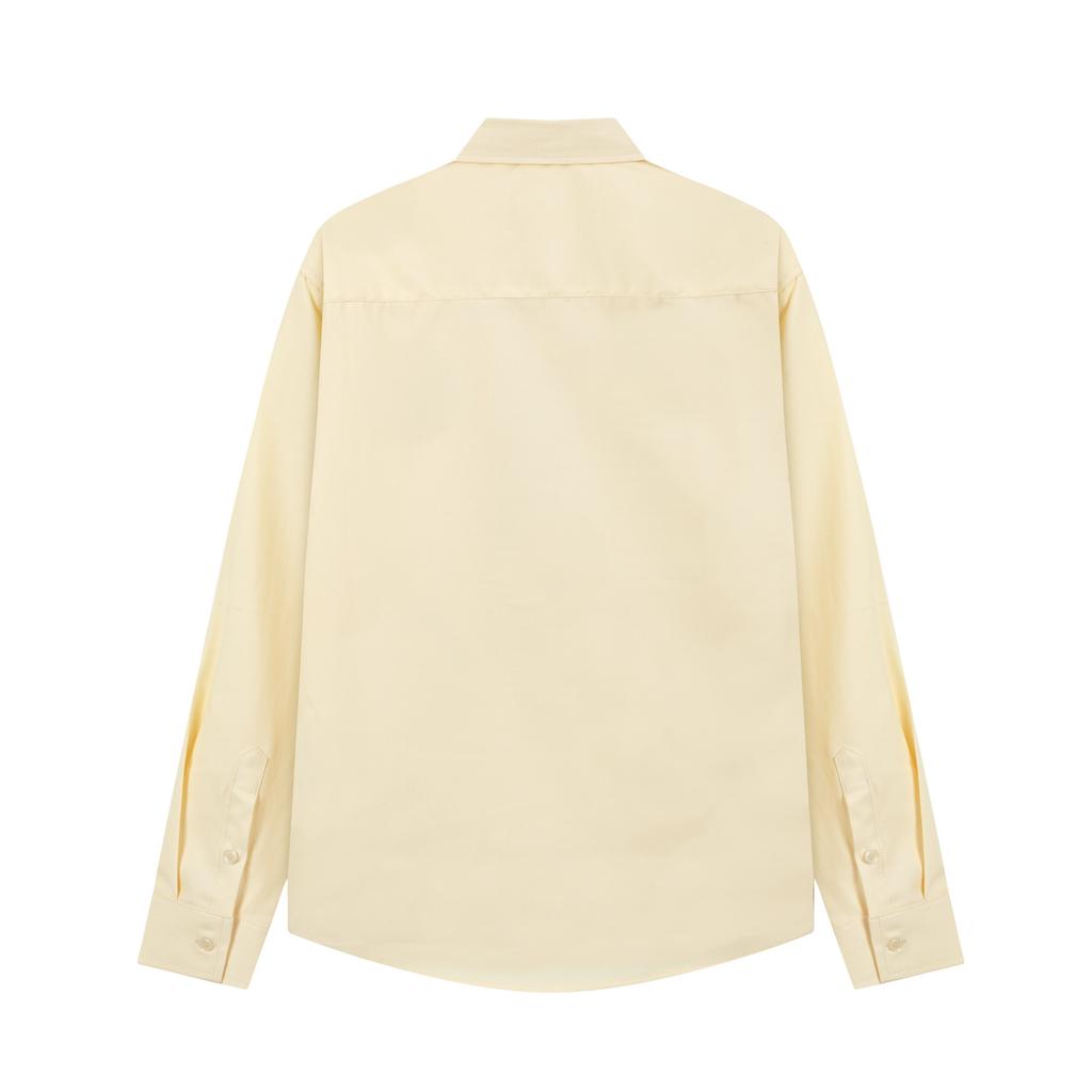 AMI Cămașă casual clasică de primăvară și toamnă, din bumbac, de culoare uni, cu mâneci lungi, cu inimă roșie brodată pe piept