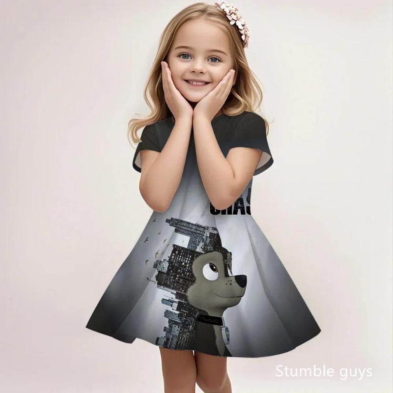 Girls Paw Patrol Loose Dress Summer Casual Beach Sundress Cute Cartoon 110