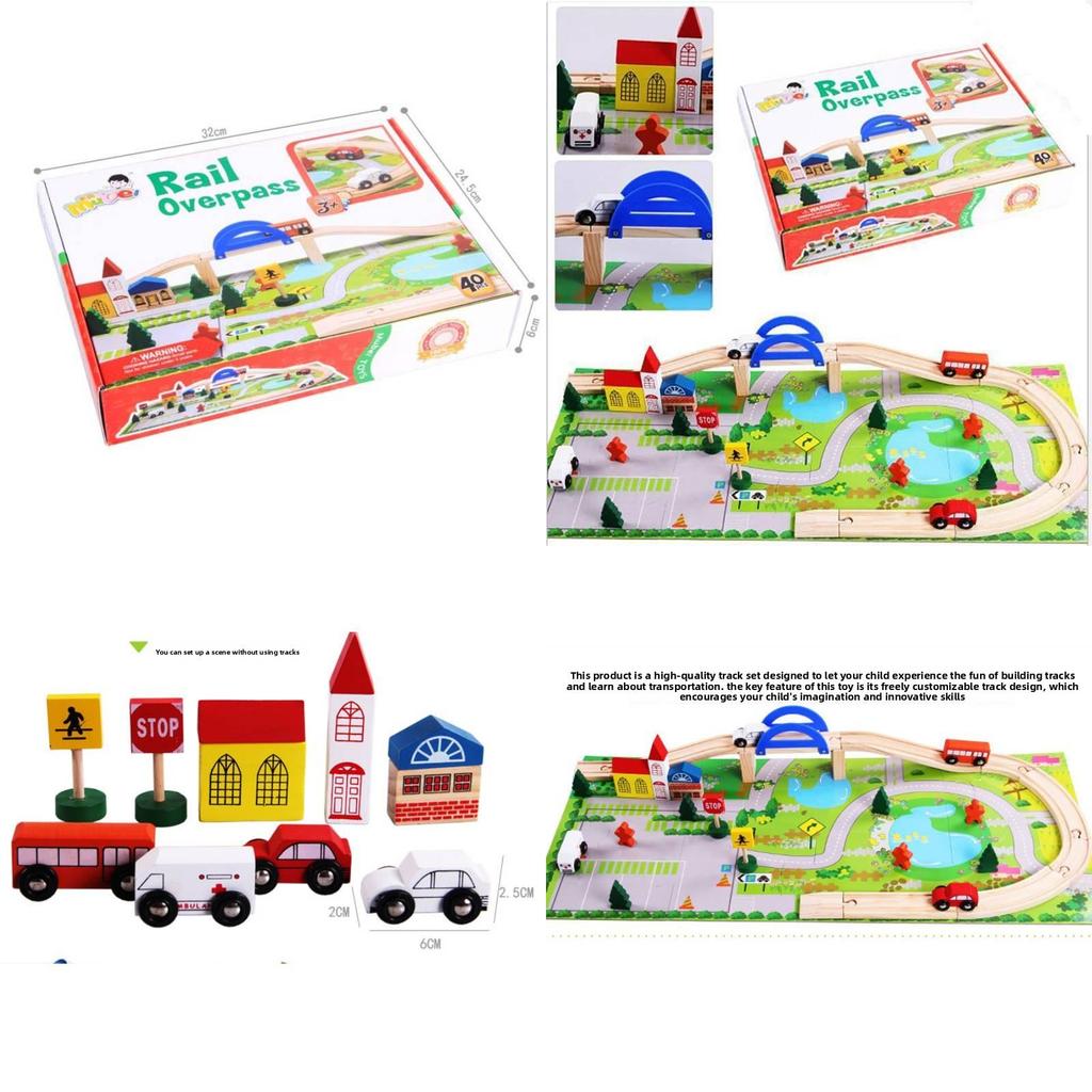 Wooden City Transit Track Building Blocks For Kids Diy Creative Play Set