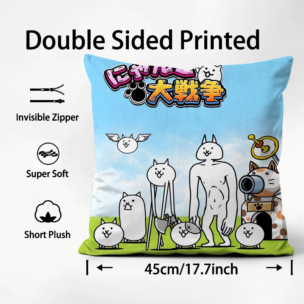 Anime T-The B-Battle Cats Cushion Cover Comfortable Reversible Pillow Cover Ideal for Car Sofa Bedroom & Beyond