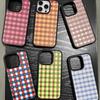 Color plaid love Apple 11promax mobile phone case 11pro plaid large hole black edge glass anti-drop simple