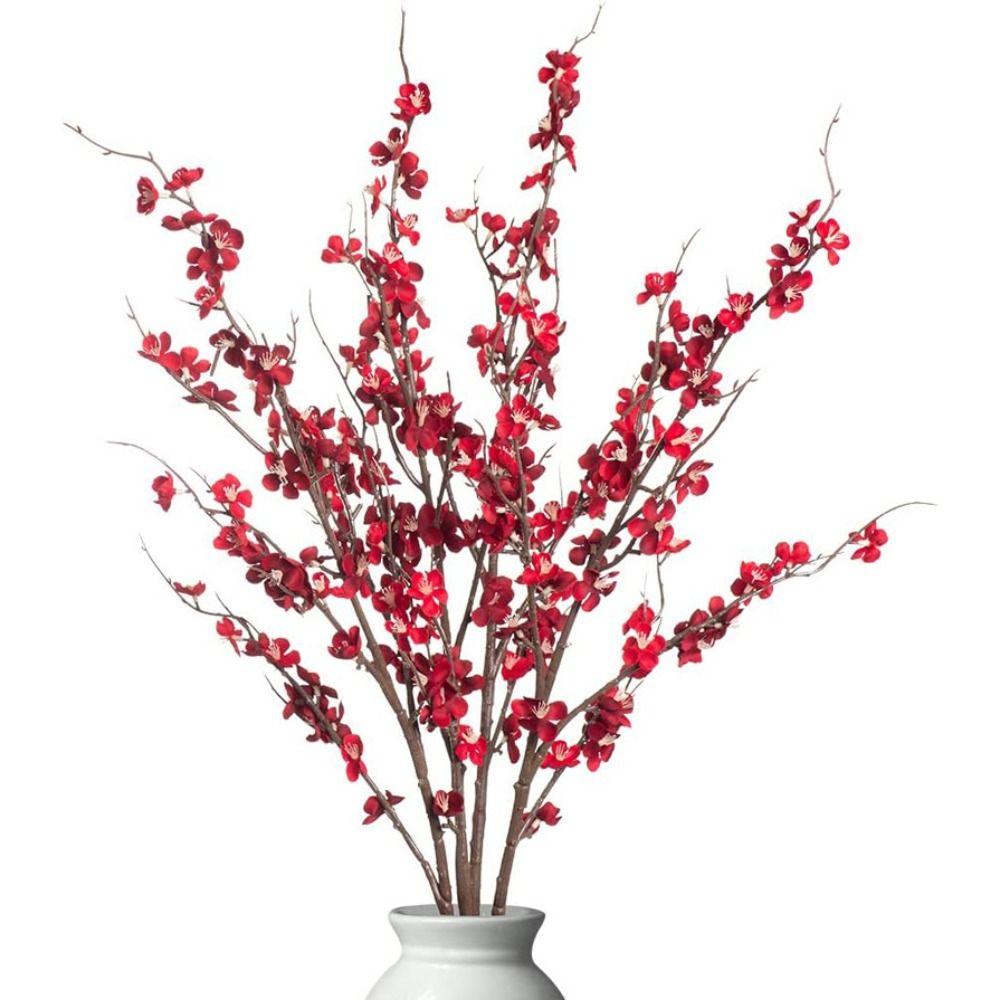 New 39inch Artificial Plum Blossom Chinese Style DIY Wintersweet Faux Flower Long Branch Simulated Plum Blossom Home Decor