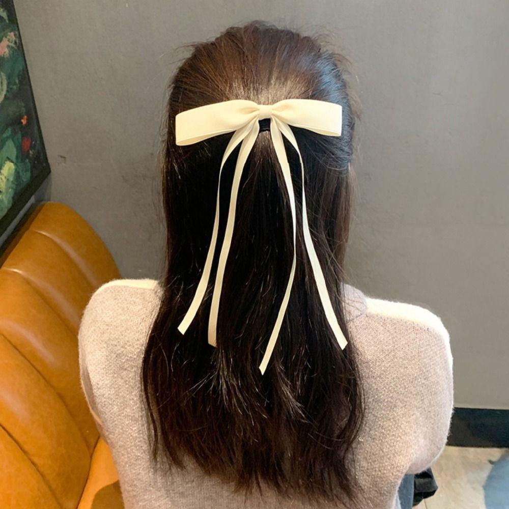 

Заколки для волос для детей Длинные ленты с кисточками Женские заколки для волос Корейские заколки-уточки Заколки-банты белый