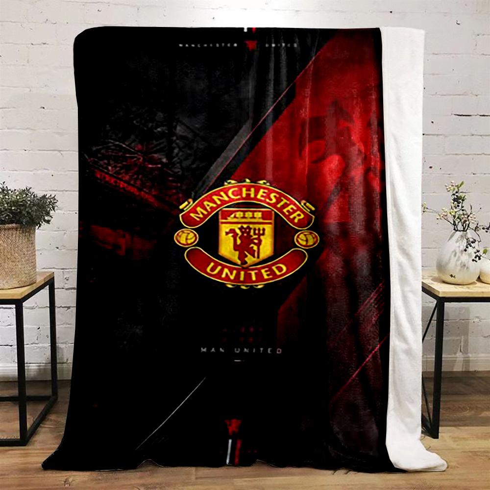 Manchester United Logo Printed Flannel Blanket for Bedroom, Living Room, Sofa, and Nap