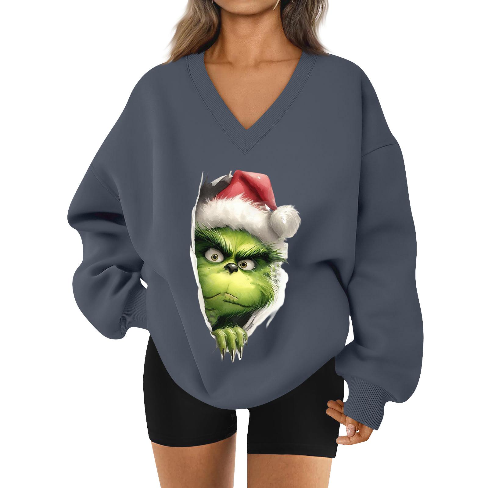 

Женская свободная и удобная спортивная одежда с V-образным вырезом и надписью, толстовка с длинным рукавом, повседневная одежда для сочетания XXXL