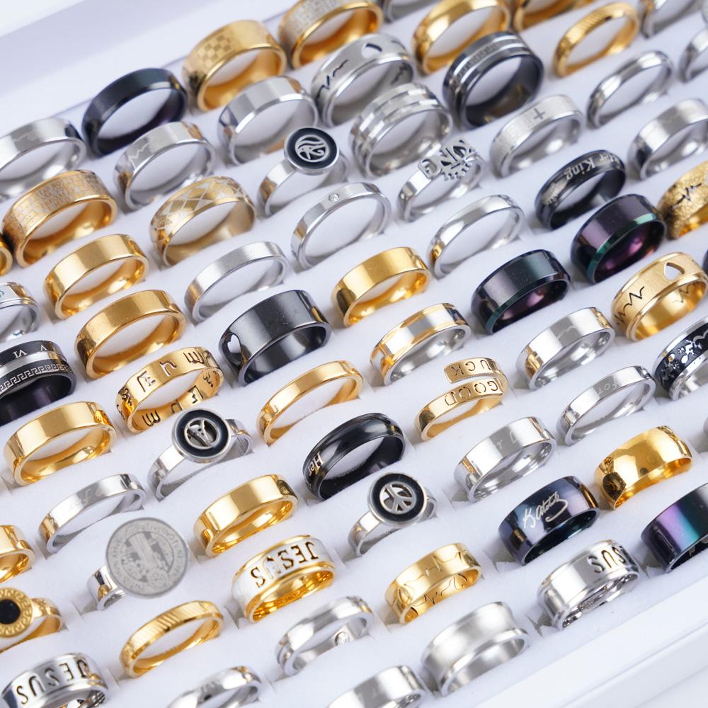 20 Stück/Los Mode Herz Streifen Edelstahl Liebesringe Für Männer Frauen Mix Stil Party Geschenke Schmuck Zubehör