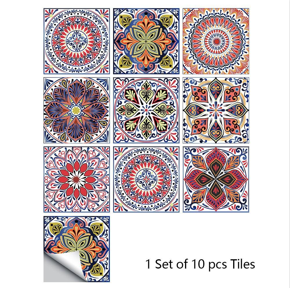 10 teile/satz Mandala Stil Crystal Hard Fliesen Keramik Wand Aufkleber Küche Kleiderschrank Home Decor art Mural Peel & Stick Wand Abziehbilder