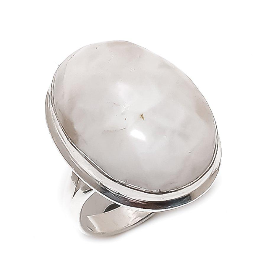Natural Moonstone Gemstone Handmade 925 Sterling Silver Jewelry Ring Size 9 y4B90