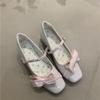 Fairy Wind Cherry Pink Mary Jane Shoes 2025 Summer French Temperament Pearl Bow Square Head Shallow Mouth High Heels