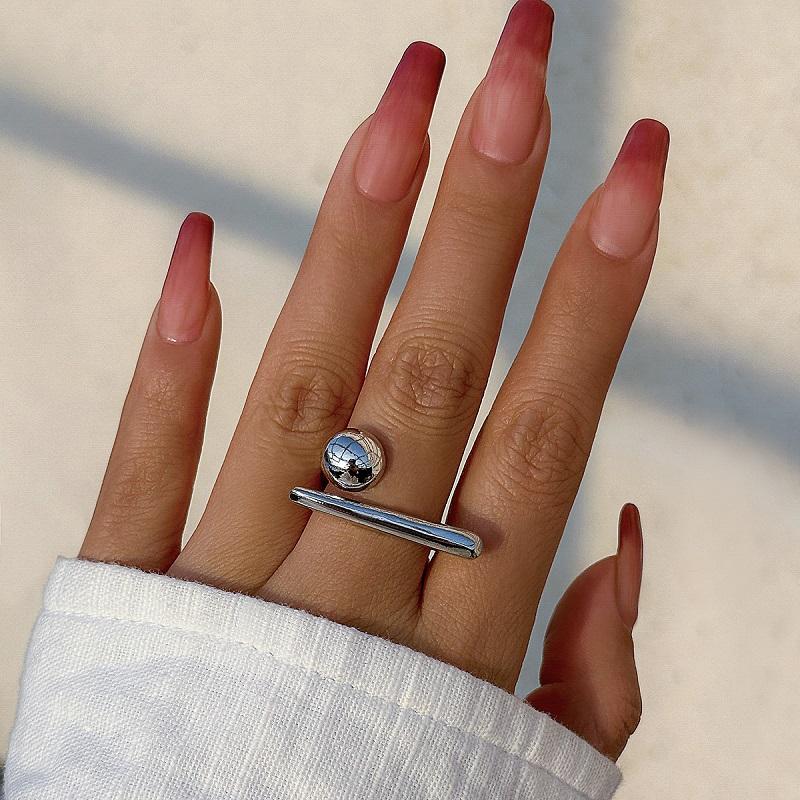 Fashion Gold Color Double Oval Open Rings for Women Minimalist Metal Smooth Geometric Adjustable Finger Rings Jewelry