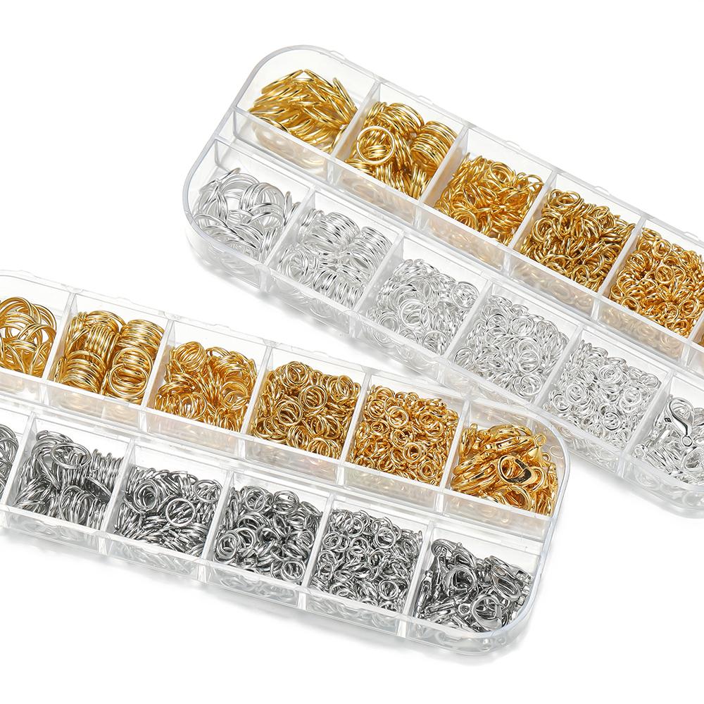 1Box Jewelry Findings Kits Zinc Alloy Open Jump Rings Lobster Clasps for DIY Bracelet Necklace Chain Accessories Making Supplies