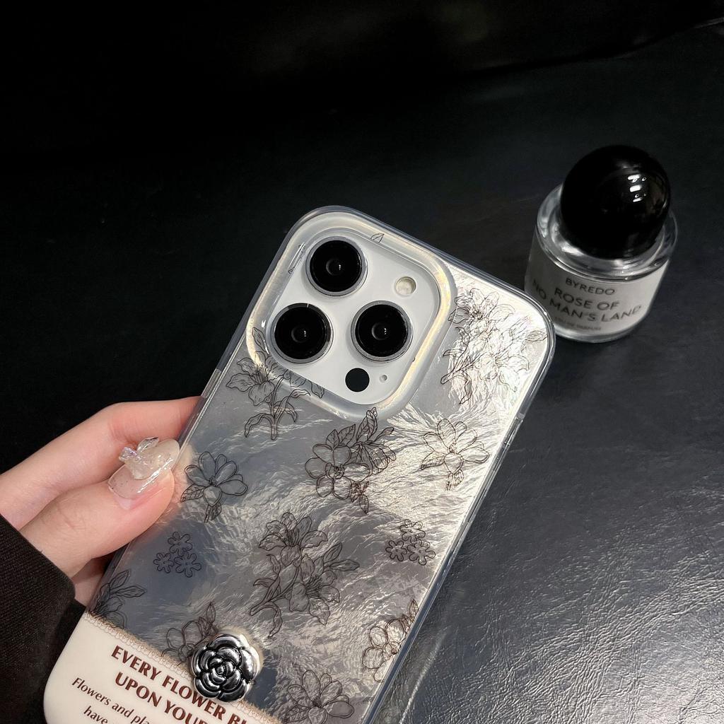 Retro style Camellia Is Suitable for IPhone16promax Phone Cases. It Features Double Layer IMD Flowers and Is Shockproof for IPhone 15