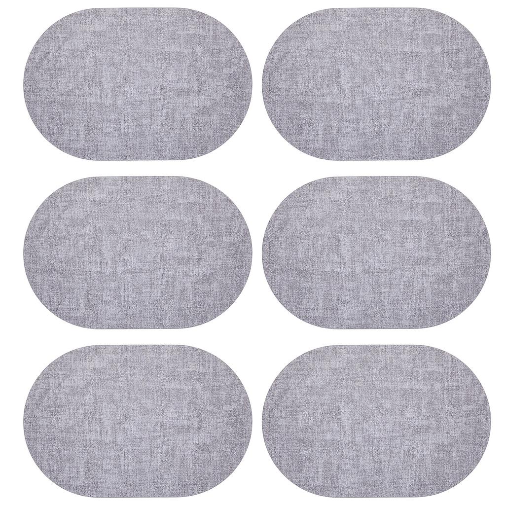 Set of 6 Oval Woven Placemats Heat Resistant Washable Table Mats for Dining Kitchen Tabletop Protection 12x18 Inch