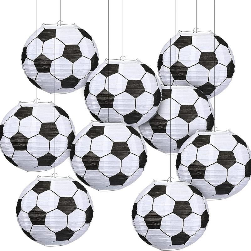 Lot de 6 Lanternes en Papier Sport Football Décoration Suspendue Japonaise pour Anniversaires sur le Thème du Football Centres de Table