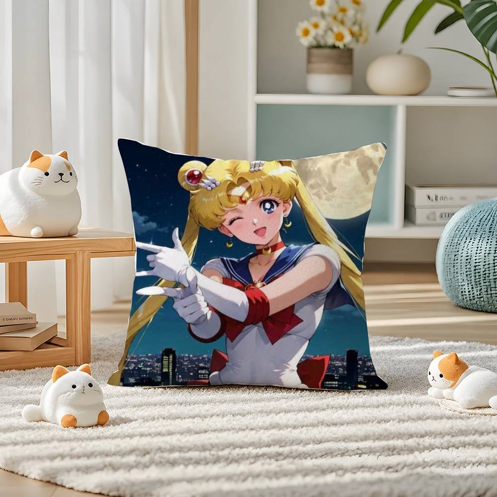 Sailor Moon Sailor Saturn Anime Plush Pillow Cover Soft Short Plush Cushion Cover For Sofa Bedroom Home Decor Gift Decoration