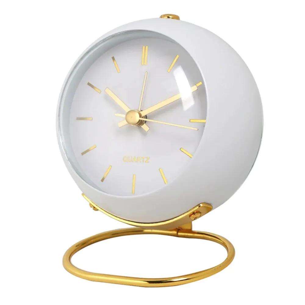 Metal Alarm Clock Silent Non Ticking Movement with Glow In the Dark Simple Style for Kids Students Bedroom Living Room Battery Operated Analog Clock