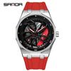 Sanda Men's Waterproof Alloy Car Wheel Design Silicone Wristwatch