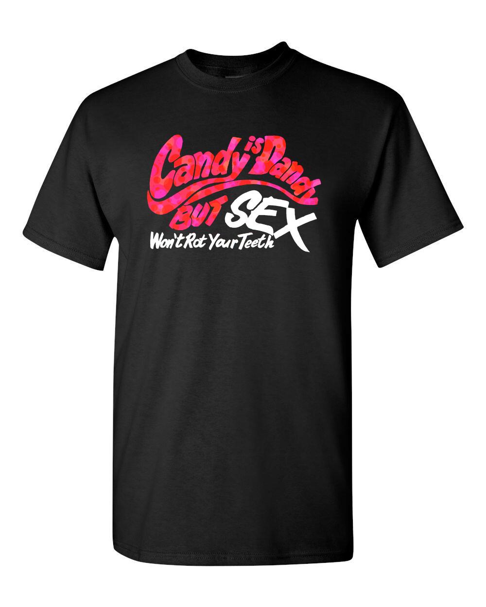 Men s T-shirt Novelty Groovy Retro Design 70 s Candy Dandy Sex Wont Rot Teeth M