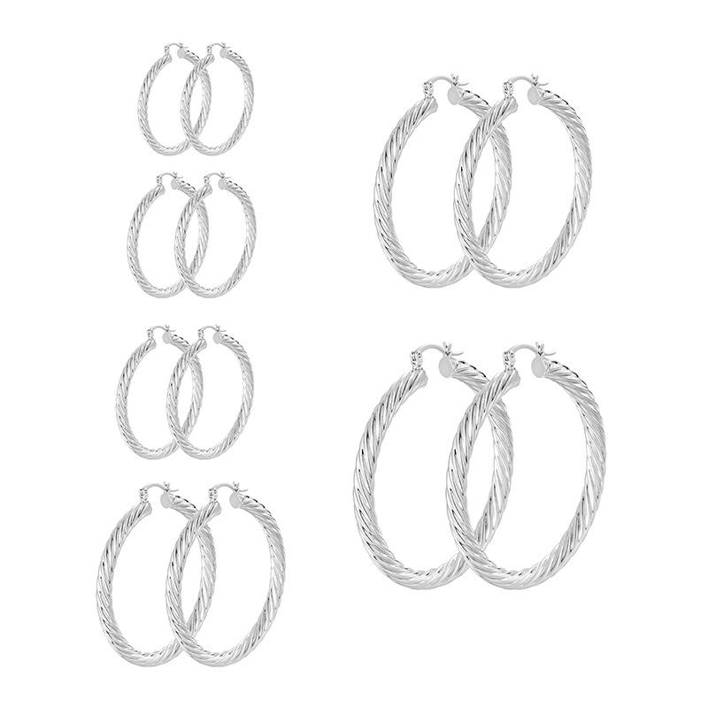 Twisted Cable Large Gold & Silver Hoop Earrings - European Style, Fashionable for Women