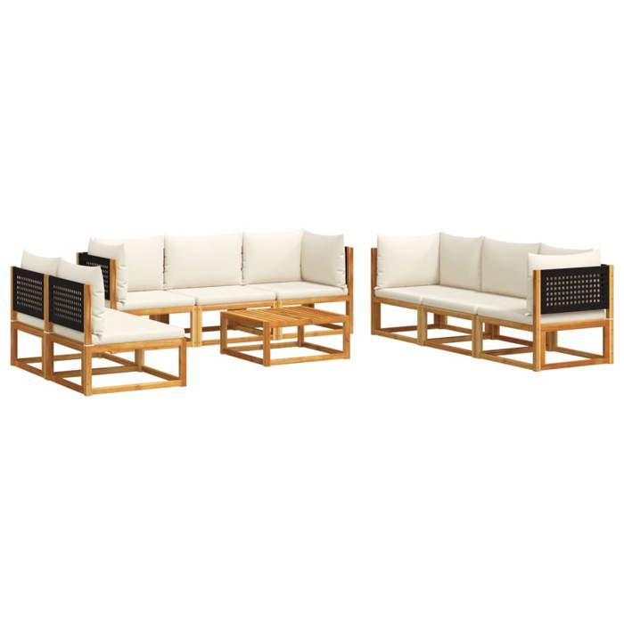 VidaXL 9-Piece Garden Sofa Set with Cushions In Acacia Wood and Rattan 3278880