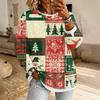 Women's Casual Christmas Print Long Sleeve Pullover with Round Neck