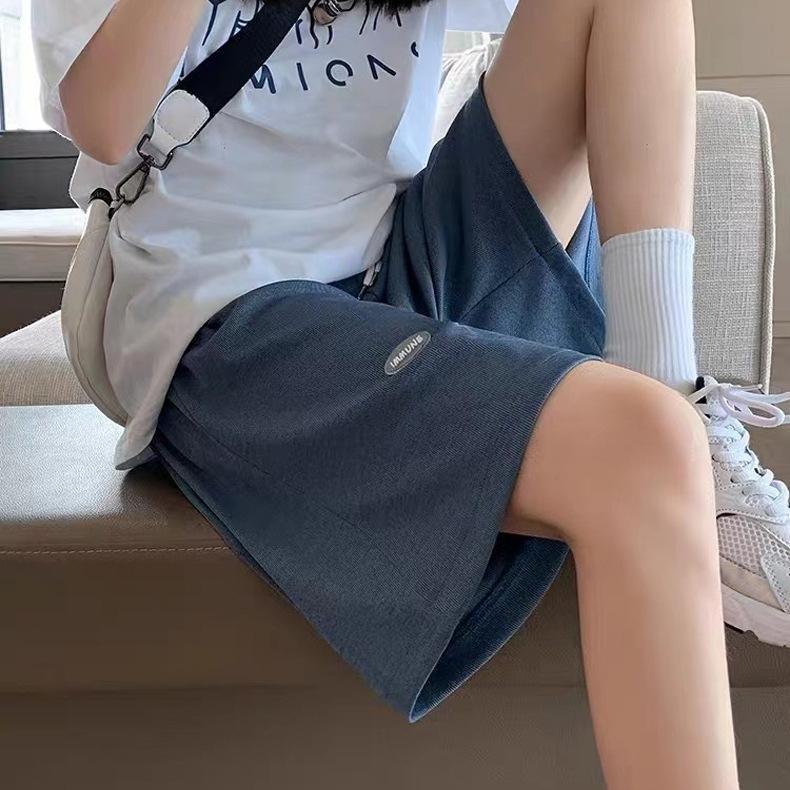 Women's Ice Silk Sports Shorts Summer Thin Section Plus Size High Waist Wide Legs Loose and Thin Girl Five Points Casual Pants Fitness Short