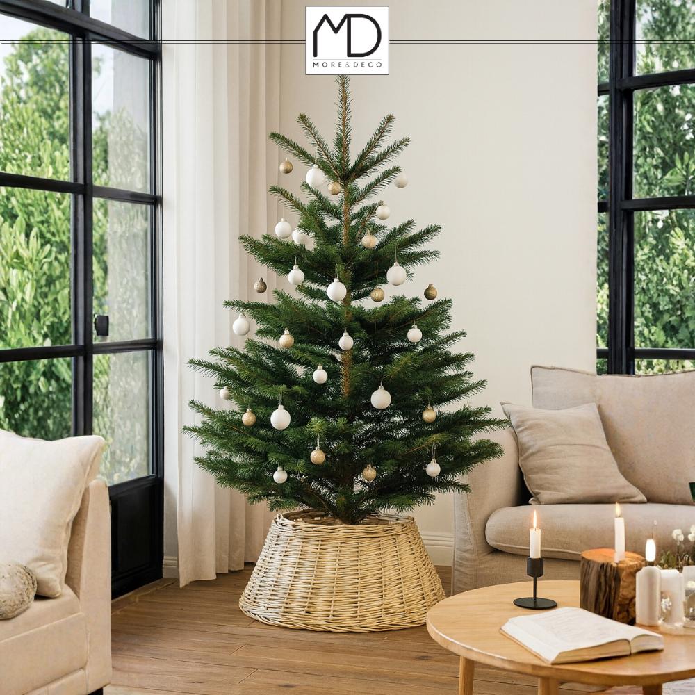 Osłona Na Doniczkę Wiklinowa Pod Choinkę Na Święta Stojak Wiklina Kosz Beż MORE&DECO