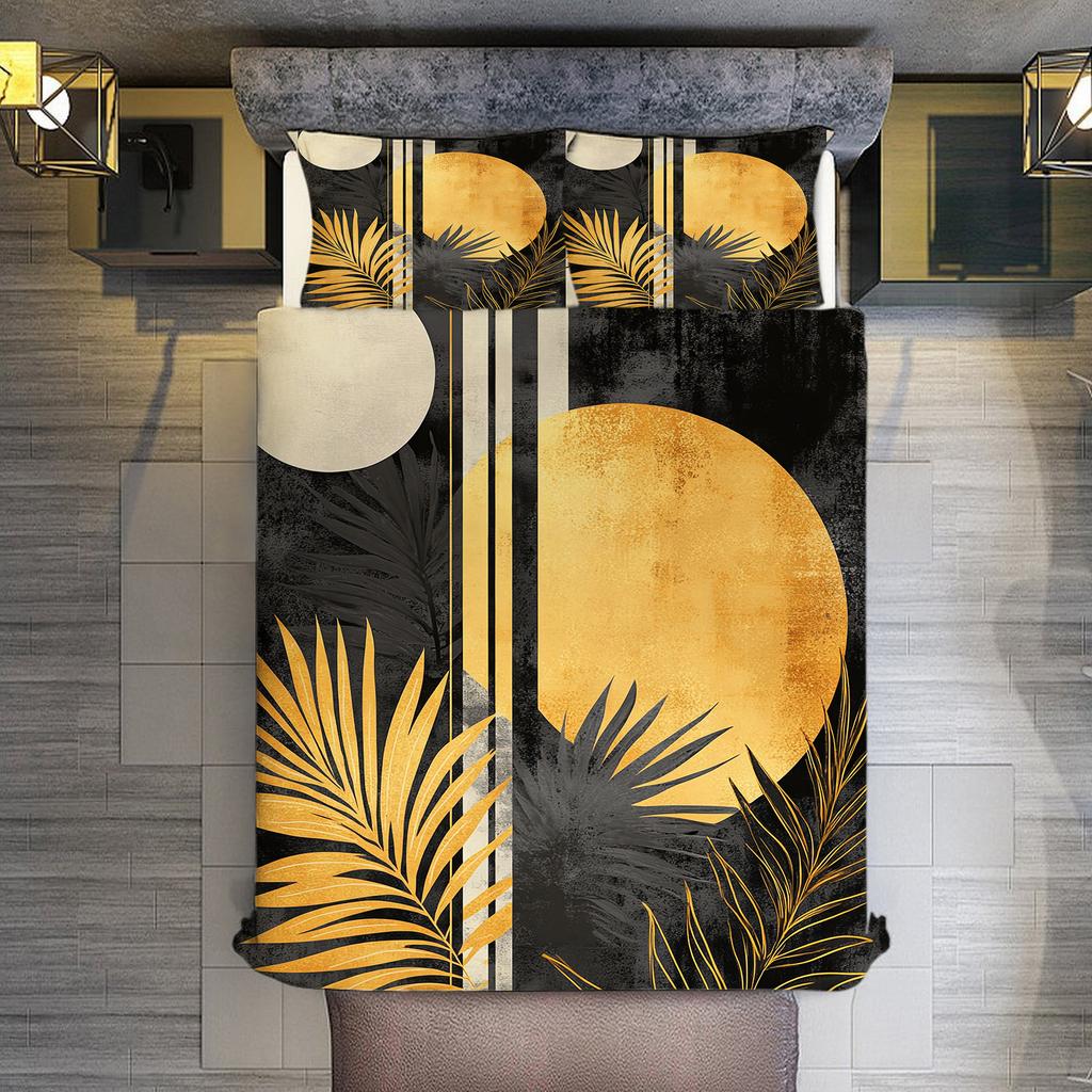 Bedding Forest Leaf Digital Printing Quilt Set Three-Piece Home Textile Kit