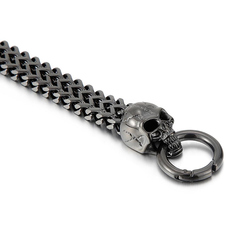 Punk Stainless Steel Skull Charm Bracelet for Men Shiny Mesh Chain Bangle Man Jewelry Vintage Accessory Personalized Gift