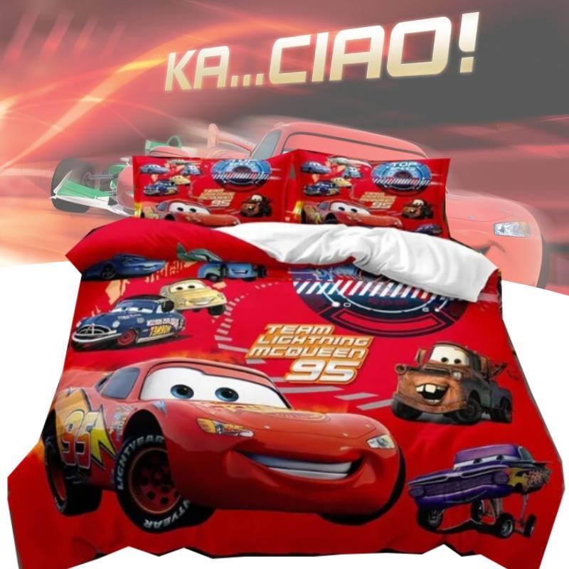 Print Cars Lightning Design Bedding And Pillowcase Three Piece Set Decor