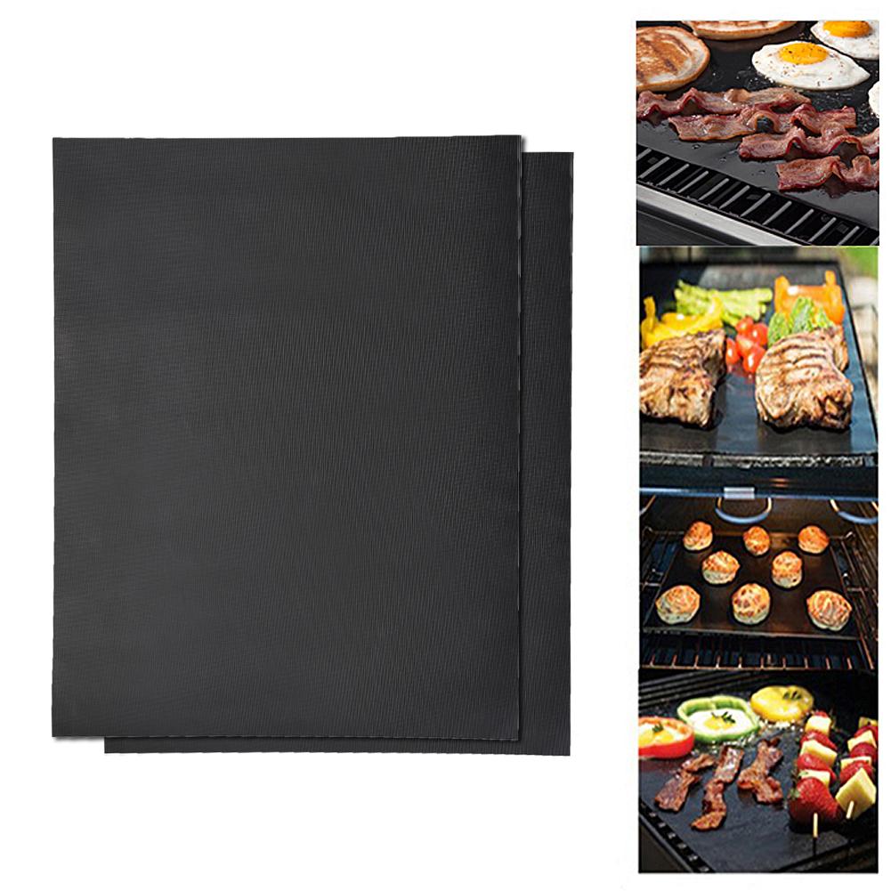 2pcs Non Stick BBQ Grill Roast Mat Sheet Cooking Baking Liners Reusable Outdoor Picnic Fry Cooking