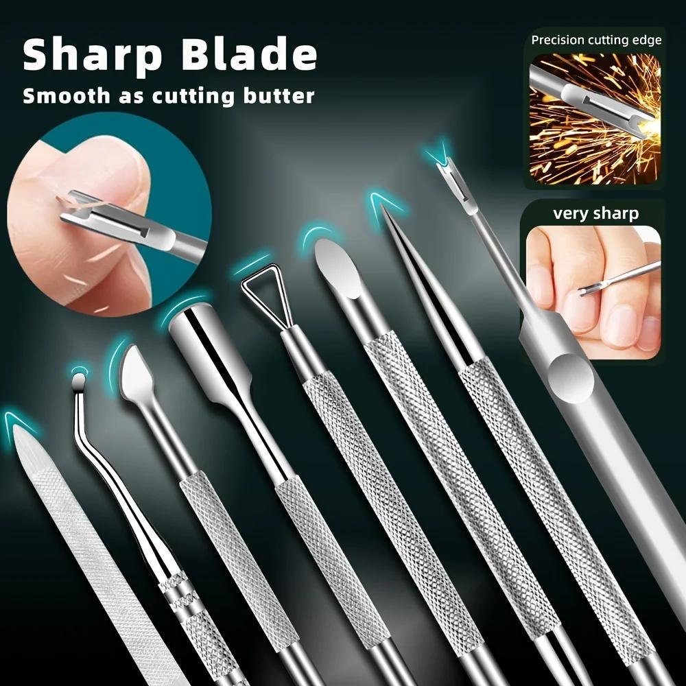 6pcs Stainless Steel Cuticle Remover Set, Precision Manicure & Pedicure Tools, Unscented Nail Care Kit for Polishing &Correction