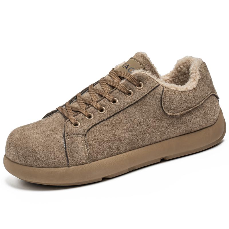 

British Style Men s Low Top Warm Hairy Casual Single Shoes 2026 Winter Vintage Versatile Soft Comfortable Plush Cotton Sneakers 40 шоколадний