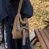 2025 autumn and winter new crossbody shoulder bag wind bow plush bag lamb wool student canvas bag