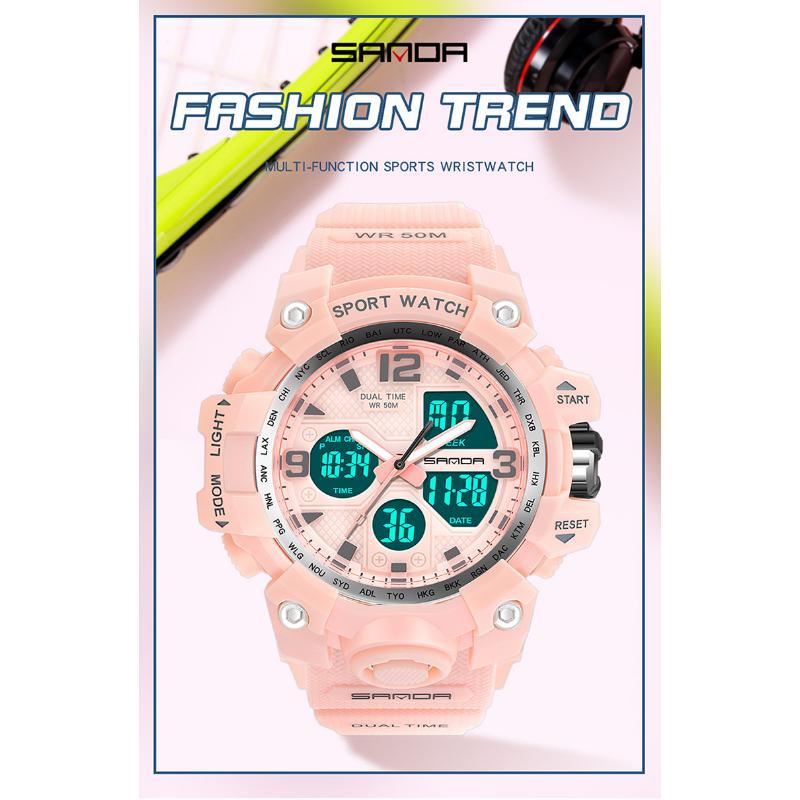 SANDA Neue einfache Mode Sport elektronische Uhr Nächte Licht Uhr Student Herrenuhr