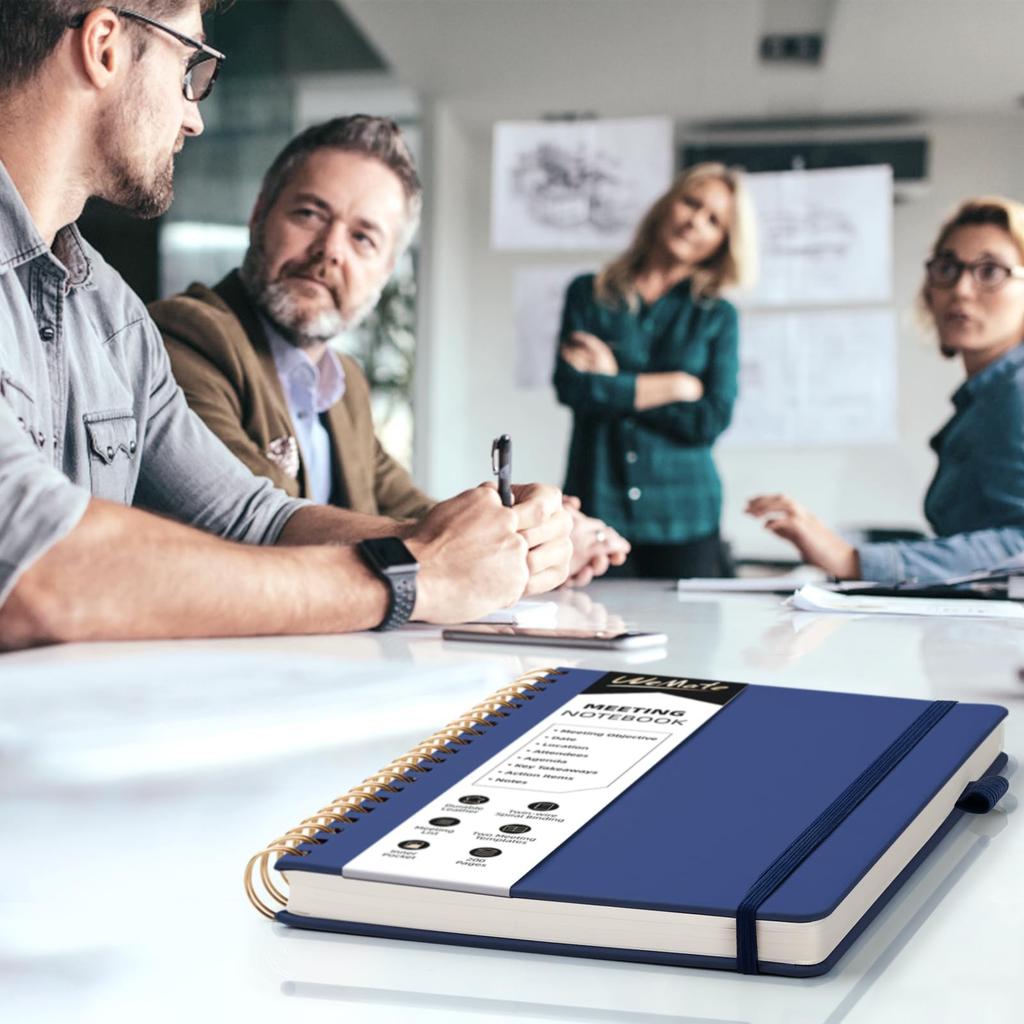 WEMATE Meeting Note Minutes Meeting B5 200 Pages Spiral Notebook Work Note Meeting Book Diary Notepad Dark Blue -