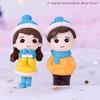 1pair Winter Dress Lovers Boy Girl Studendt People Doll Toy Model Statue Figurine Ornament Miniatures Home Decor